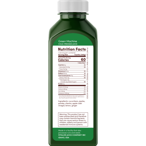 green machine nutrition label