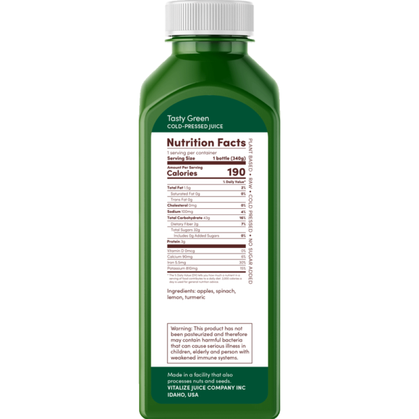 tasty green nutrition label